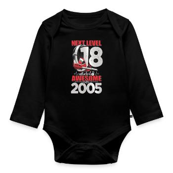 Level Unlocked 18 Years Old 2005 Headset Gaming - Organic Longsleeve Baby Bodysuit - black - Front