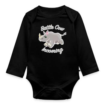 Battle Cow Incoming - Baby Bio-Langarm-Body - Schwarz - Vorne