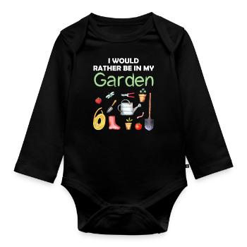 Jardin drôle Dicton Hobby Gardener Idée cadeau - Body Bébé bio manches longues - noir - Devant
