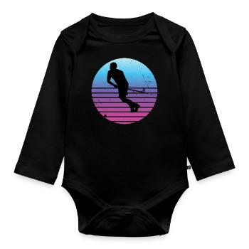 Unihockey Damen Herren Innebandy Hockey Salibandy - Baby Bio-Langarm-Body - Schwarz - Vorne