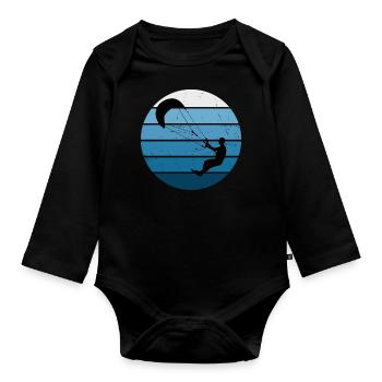 Kitesurfing Women Kitesurfer Kitesurf Kiting - Organic Longsleeve Baby Bodysuit - black - Front
