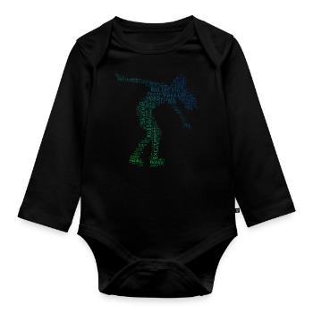 Men's Women Roller Skating Skate Roller Skates - Organic Longsleeve Baby Bodysuit - black - Front