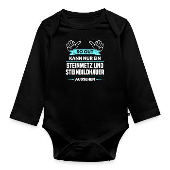 Steinmetz Steinbildhauer Design für Handwerker - Baby Bio-Langarm-Body - Schwarz - Vorne