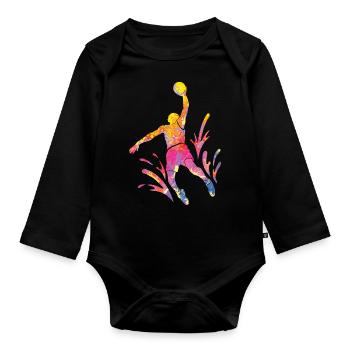 Basketteur Coloré Paint Slam Dunk Sports - Body Bébé bio manches longues - noir - Devant