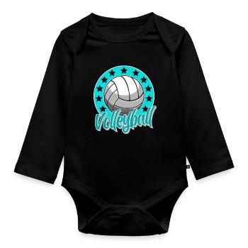 Volleyball - Baby Bio-Langarm-Body - Schwarz - Vorne