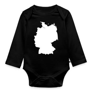 Drapeau de carte Allemagne - Body Bébé bio manches longues - noir - Devant