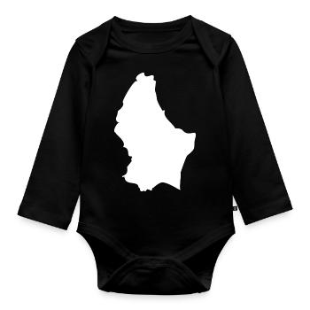 Drapeau de la carte luxembourgeoise - Body Bébé bio manches longues - noir - Devant