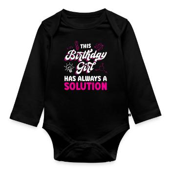 Dieses Geburtstagskind Hat Immer Eine Lösung - Baby Bio-Langarm-Body - Schwarz - Vorne