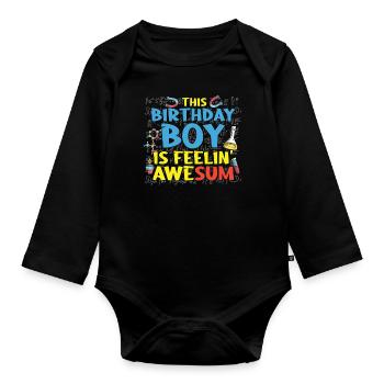 Dieses Geburtstagskind Hat Immer Eine Lösung - Baby Bio-Langarm-Body - Schwarz - Vorne