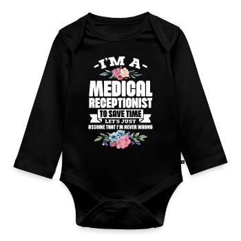 Préposé à la réception médicale - Medical Joke Hospital - Body Bébé bio manches longues - noir - Devant