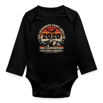 Cadeau D'anniversaire Nées En Janvier 2020 - Body Bébé bio manches longues - noir - Devant
