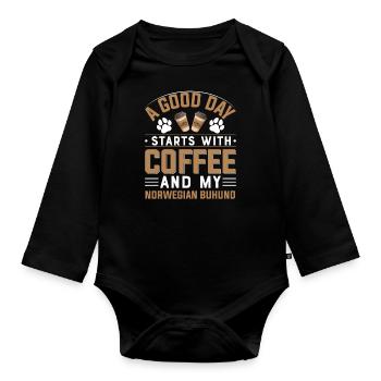 Norwegian Buund Coffee Buund Boire de la patte de caféine - Body Bébé bio manches longues - noir - Devant