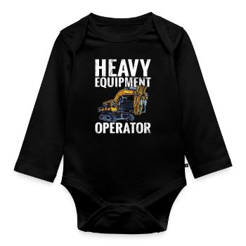 Lustige Bauarbeiter & Baustelle Baggerfahrer - Baby Bio-Langarm-Body - Schwarz - Vorne