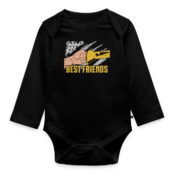 Lustige Bauarbeiter & Baustelle Baggerfahrer - Baby Bio-Langarm-Body - Schwarz - Vorne