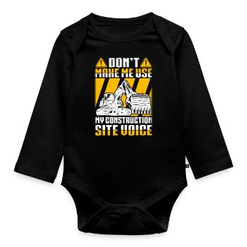 Lustige Bauarbeiter & Baustelle Baggerfahrer - Baby Bio-Langarm-Body - Schwarz - Vorne