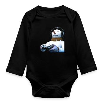 Gamer Gaming Zocker - Baby Bio-Langarm-Body - Schwarz - Vorne