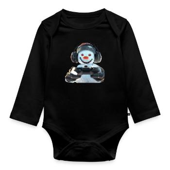 Snowman Gamer Gamepad - Organic Longsleeve Baby Bodysuit - black - Front