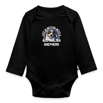 Australian Shepherd - Organic Longsleeve Baby Bodysuit - black - Front