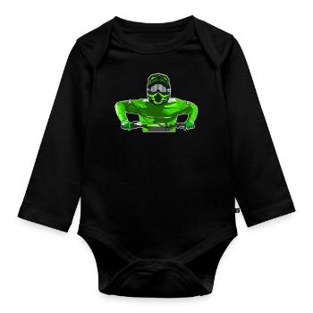 Motocross / Enduro / Freestyle mx / Dirtbike retro - Organic Longsleeve Baby Bodysuit - black - Front