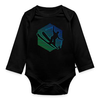 Women's Men's Slopestyle Ski Freestyle Freestyle Sk - Organic Longsleeve Baby Bodysuit - black - Front