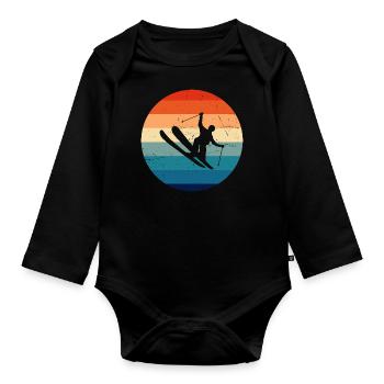 Ski Jumping Damen Freestyle Ski Ski Freestyle - Baby Bio-Langarm-Body - Schwarz - Vorne