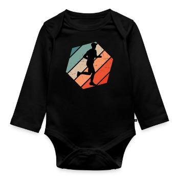 Course de fond féminine Jogging masculin - Body Bébé bio manches longues - noir - Devant