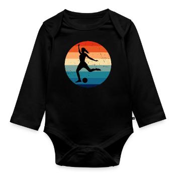 Football Football Playing Soccer Women Men - Organic Longsleeve Baby Bodysuit - black - Front