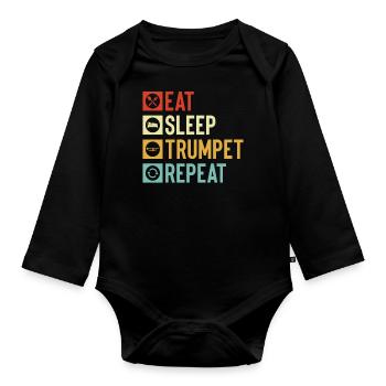 Trumpet Orchestra Musician Trumpeter Brass Music - Organic Longsleeve Baby Bodysuit - black - Front