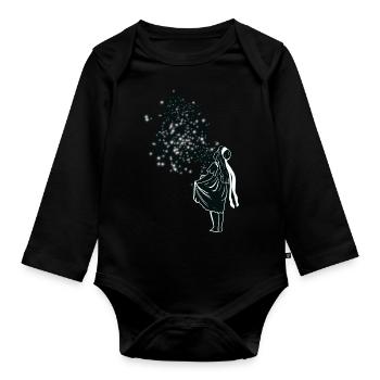 Merry Christmas -Make a wish - Baby Bio-Langarm-Body - Schwarz - Vorne