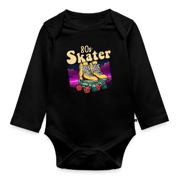 Inline Skater - Baby Bio-Langarm-Body - Schwarz - Vorne