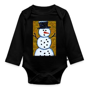 Snowman Snow Winter Christmas Advent - Organic Longsleeve Baby Bodysuit - black - Front