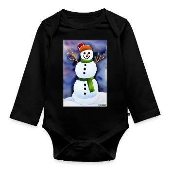 Snowman Snow Winter Christmas Advent - Organic Longsleeve Baby Bodysuit - black - Front
