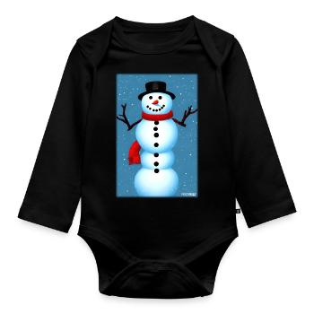 Snowman Snow Winter Christmas Advent - Organic Longsleeve Baby Bodysuit - black - Front