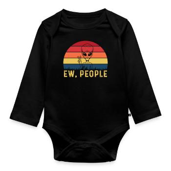 Alien Extraterrestrial Universe Galaxy - Organic Longsleeve Baby Bodysuit - black - Front