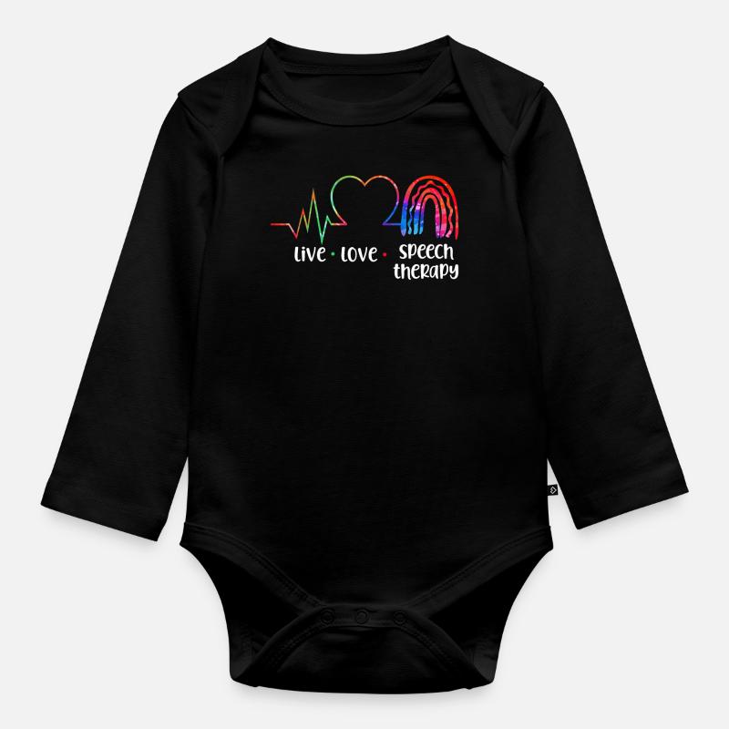 Speech Therapist Therapy Assistant - Baby Bio-Langarm-Body - Schwarz