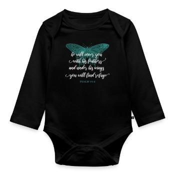 Citation chrétienne verset biblique Religieux - Body Bébé bio manches longues - noir - Devant