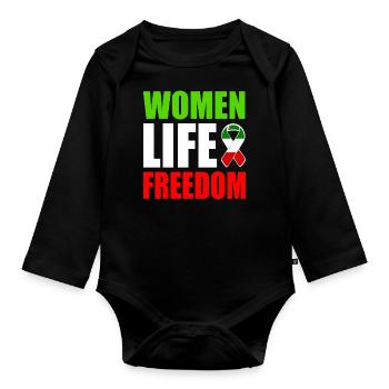 Women life freedom - Organic Longsleeve Baby Bodysuit - black - Front