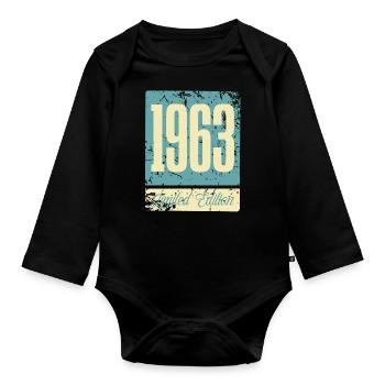 1963 Anniversaire de naissance Année de naissance - Body Bébé bio manches longues - noir - Devant