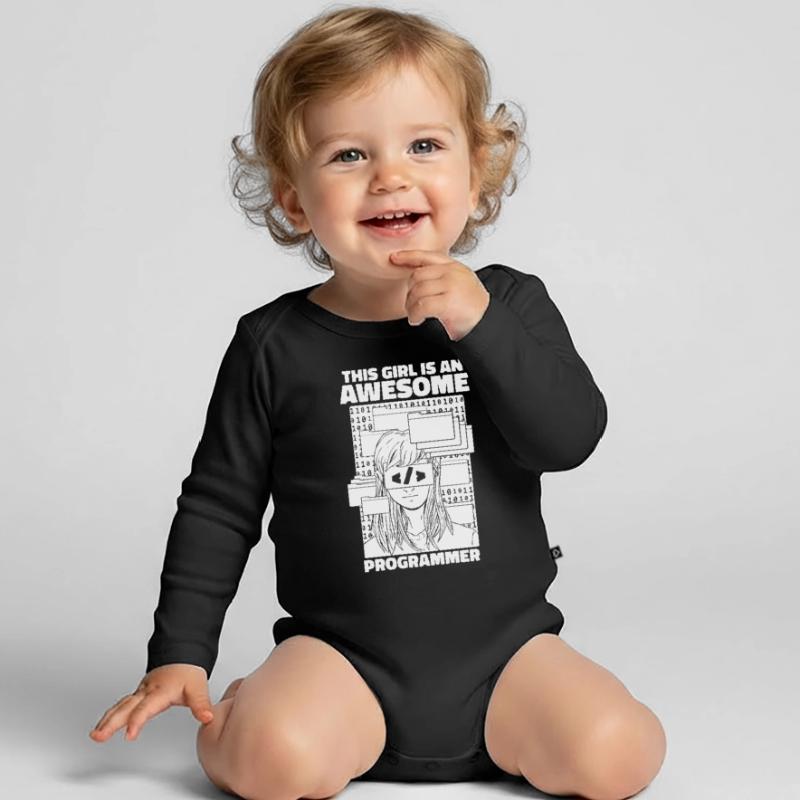 Developer Coder Programmer Girl Organic Longsleeve Baby Bodysuit