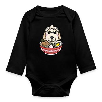 Labradoodle Food Ramen Noodles Anime Japonais - Body Bébé bio manches longues - noir - Devant
