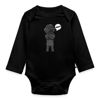 Schnoodle Hund Stur Nein - Baby Bio-Langarm-Body - Schwarz - Vorne
