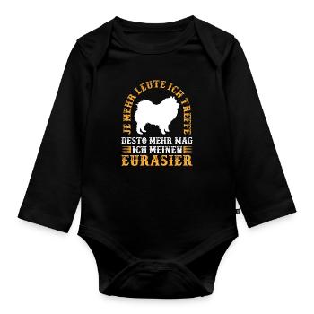 Desto mehr mag ich Eurasier Eurasian Dog - Baby Bio-Langarm-Body - Schwarz - Vorne