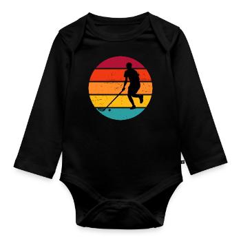 Innebandy Floorball Hockey Floorball Jouer - Body Bébé bio manches longues - noir - Devant