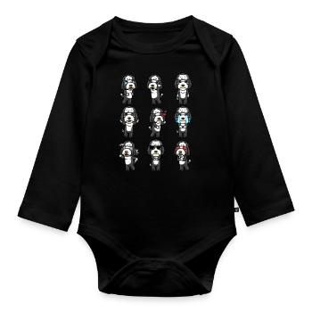 Sheepadoodle Dog Kawaii Emoticon - Organic Longsleeve Baby Bodysuit - black - Front