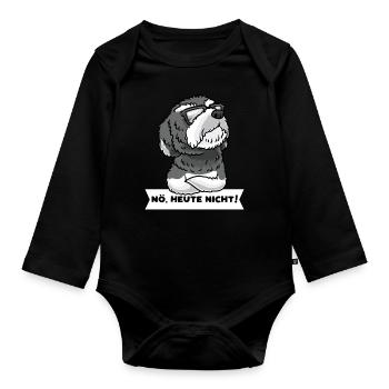 Schnoodle Hund Mit Sonnenbrille Stur - Baby Bio-Langarm-Body - Schwarz - Vorne