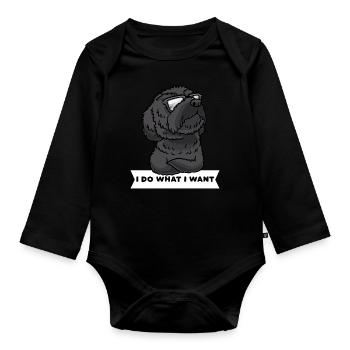 Schnoodle Hund Mit Sonnenbrille - Baby Bio-Langarm-Body - Schwarz - Vorne