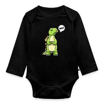 Hartnäckiger Stegosaurus Dinosaurier Der Keine - Baby Bio-Langarm-Body - Schwarz - Vorne