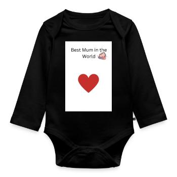 mum - Organic Longsleeve Baby Bodysuit - black - Front