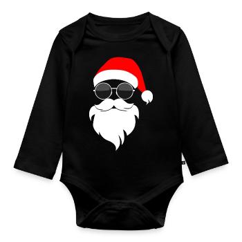 Cool Santa Claus Sunglasses Santa Beanie - Organic Longsleeve Baby Bodysuit - black - Front