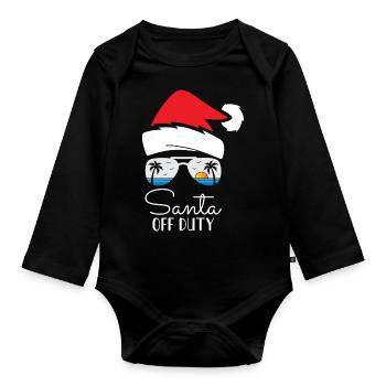Funny Santa Off Duty Merry Christmas - Organic Longsleeve Baby Bodysuit - black - Front